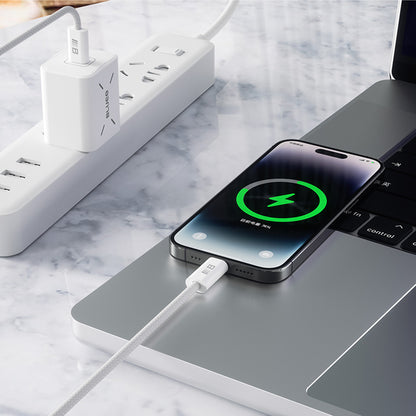 Cablu Date si Incarcare USB-C - Lightning Blueo, 20W, 2m, Alb