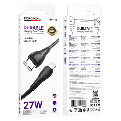 Cablu Date si Incarcare USB-C - Lightning Borofone BX121 Energy, 27W, 1m, Negru