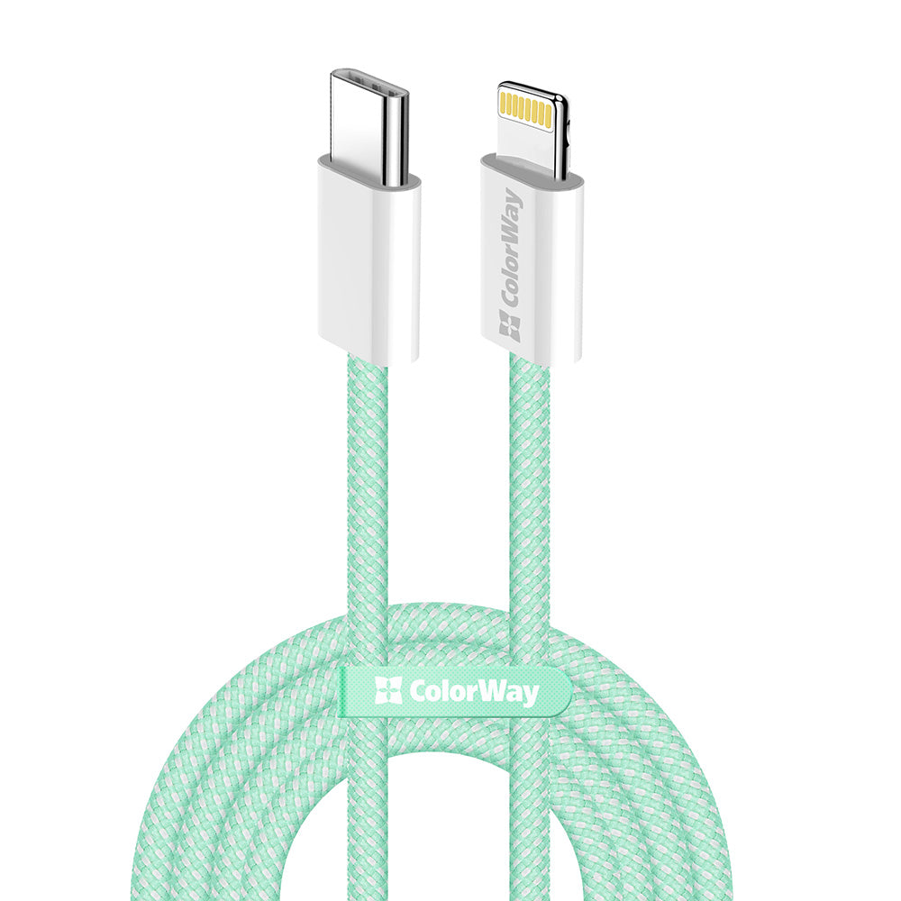 Cablu Date si Incarcare USB-C - Lightning ColorWay CW-CBPDCL061, 27W, 1m, Verde