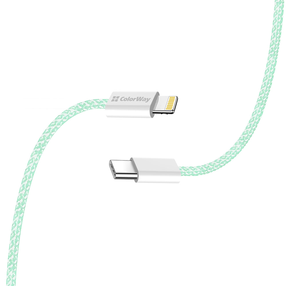 Cablu Date si Incarcare USB-C - Lightning ColorWay CW-CBPDCL061, 27W, 1m, Verde