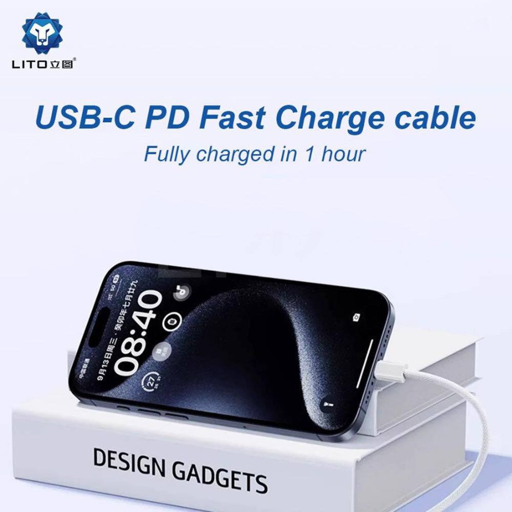 Cablu Date si Incarcare USB-C - Lightning Lito LD04CL, 27W, 2m, Alb