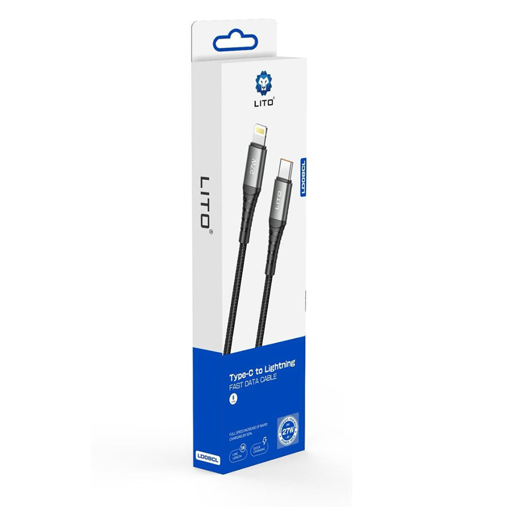 Cablu Date si Incarcare USB-C - Lightning Lito LD22CL, 27W, 2m, Negru