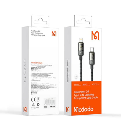 Cablu Date si Incarcare USB-C - Lightning McDodo CA-3160 Auto Power Off, 36W, 1.2m, Negru