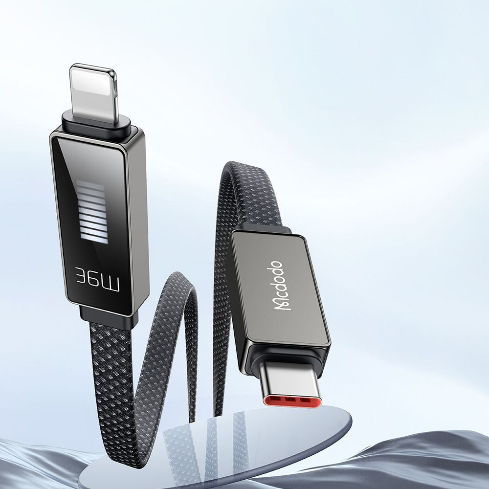 Cablu Date si Incarcare USB-C - Lightning McDodo CA-4960 Rythm Display, 36W, 1.2m, Negru
