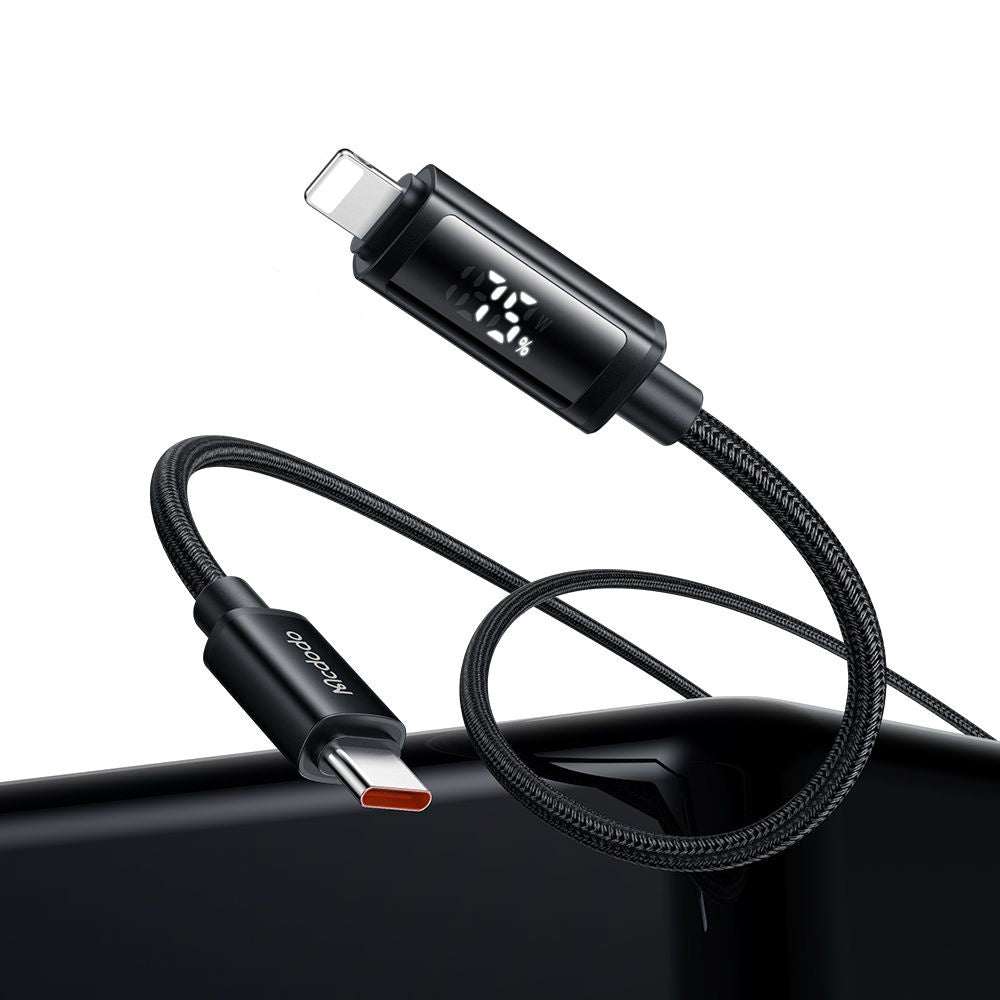 Cablu Date si Incarcare USB-C - Lightning McDodo CA-7990 Display, 36W, 1.2m, Negru