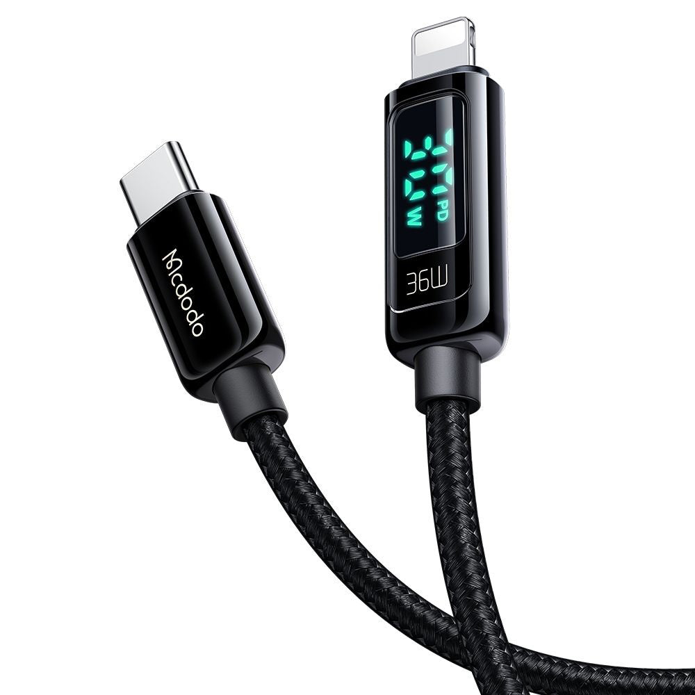 Cablu Date si Incarcare USB-C - Lightning McDodo CA-8810 Display, 36W, 1.2m, Negru