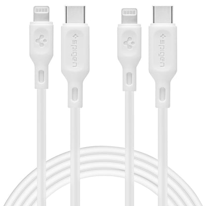 Cablu Date si Incarcare USB-C - Lightning Spigen Durasync, 20W, 1m, Alb, Set 2 bucati