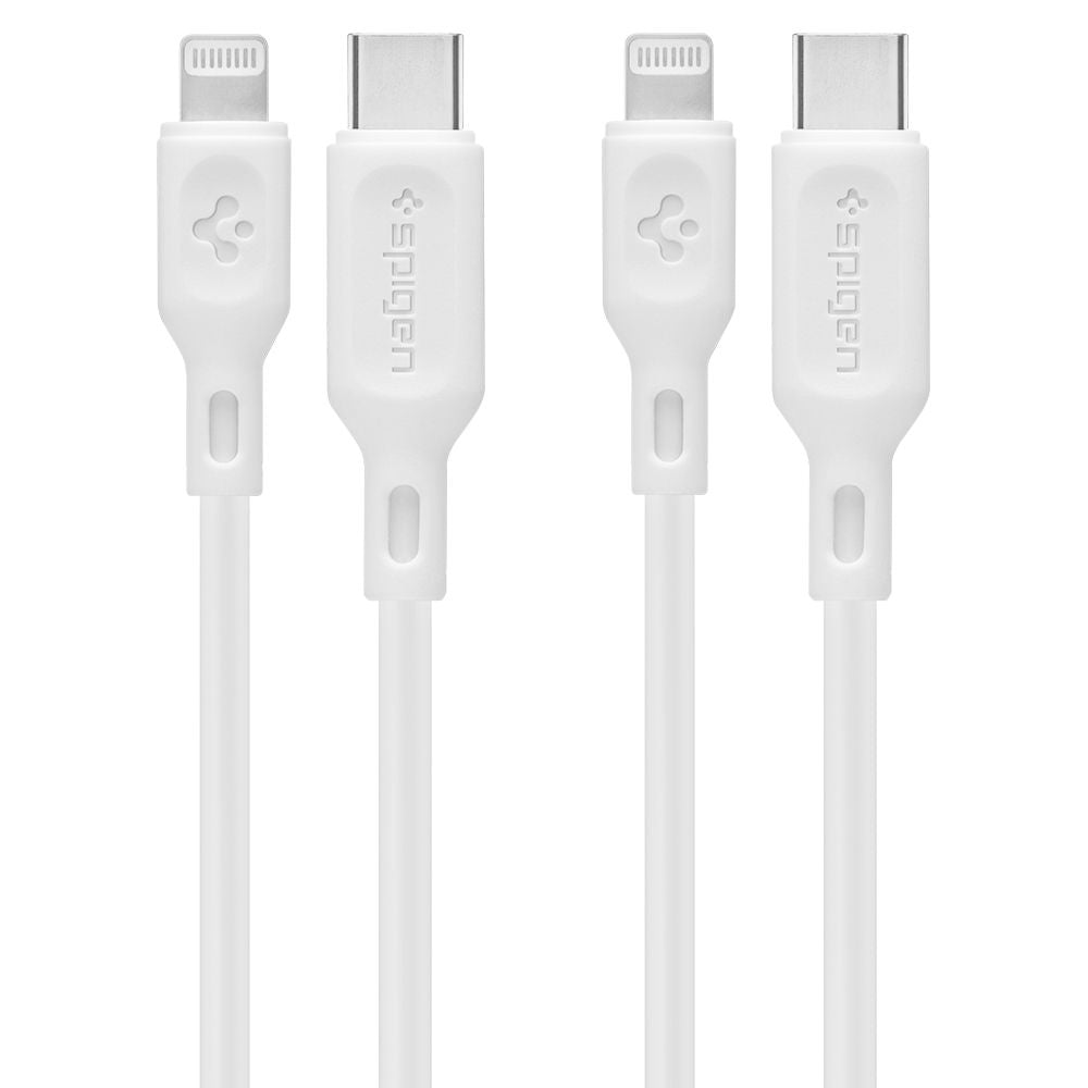 Cablu Date si Incarcare USB-C - Lightning Spigen Durasync, 20W, 1m, Alb, Set 2 bucati