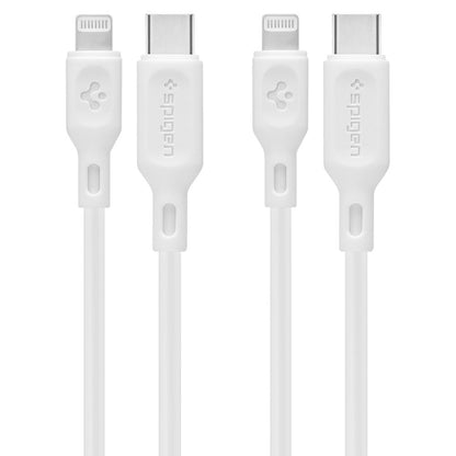 Cablu Date si Incarcare USB-C - Lightning Spigen Durasync, 20W, 1m, Alb, Set 2 bucati