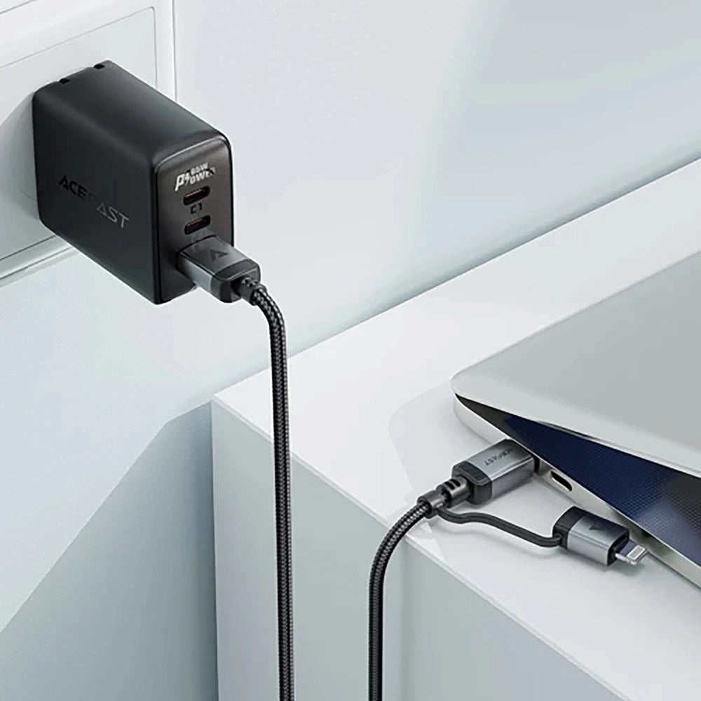 Cablu Date si Incarcare USB-C - Lightning / USB-C Acefast C20-01, 60W, 1.2m, Negru