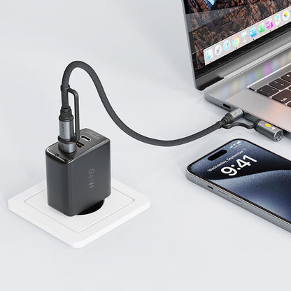 Cablu Date si Incarcare USB-C / USB-A - USB-C / Bricheta Electrica Acefast J6, 60W, 1.2m, Negru