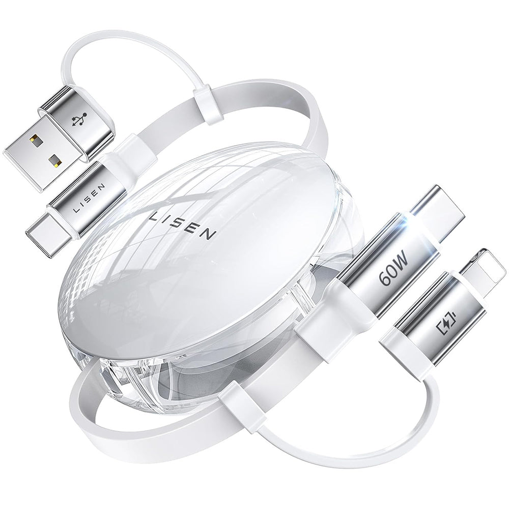 Cablu Date si Incarcare USB-C / USB-A - USB-C / Lightning Lisen, 60W, 1m, Alb YL0123030001