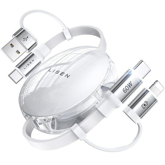 Cablu Date si Incarcare USB-C / USB-A - USB-C / Lightning Lisen, 60W, 1m, Alb YL0123030001
