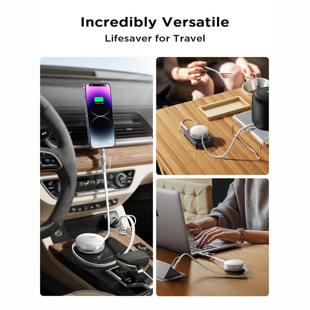 Cablu Date si Incarcare USB-C / USB-A - USB-C / Lightning Lisen, 60W, 1m, Alb YL0123030001
