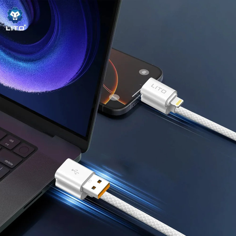 Cablu Date si Incarcare USB-C / USB-A - USB-C / Lightning Lito LD21, 100W, 1m, Alb