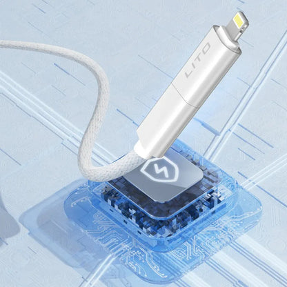 Cablu Date si Incarcare USB-C / USB-A - USB-C / Lightning Lito LD21, 100W, 1m, Alb