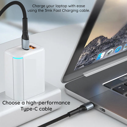 Cablu Date si Incarcare USB-C - USB-C 3MK Hyper N Thunderbolt 4, 240W, 1m, Negru