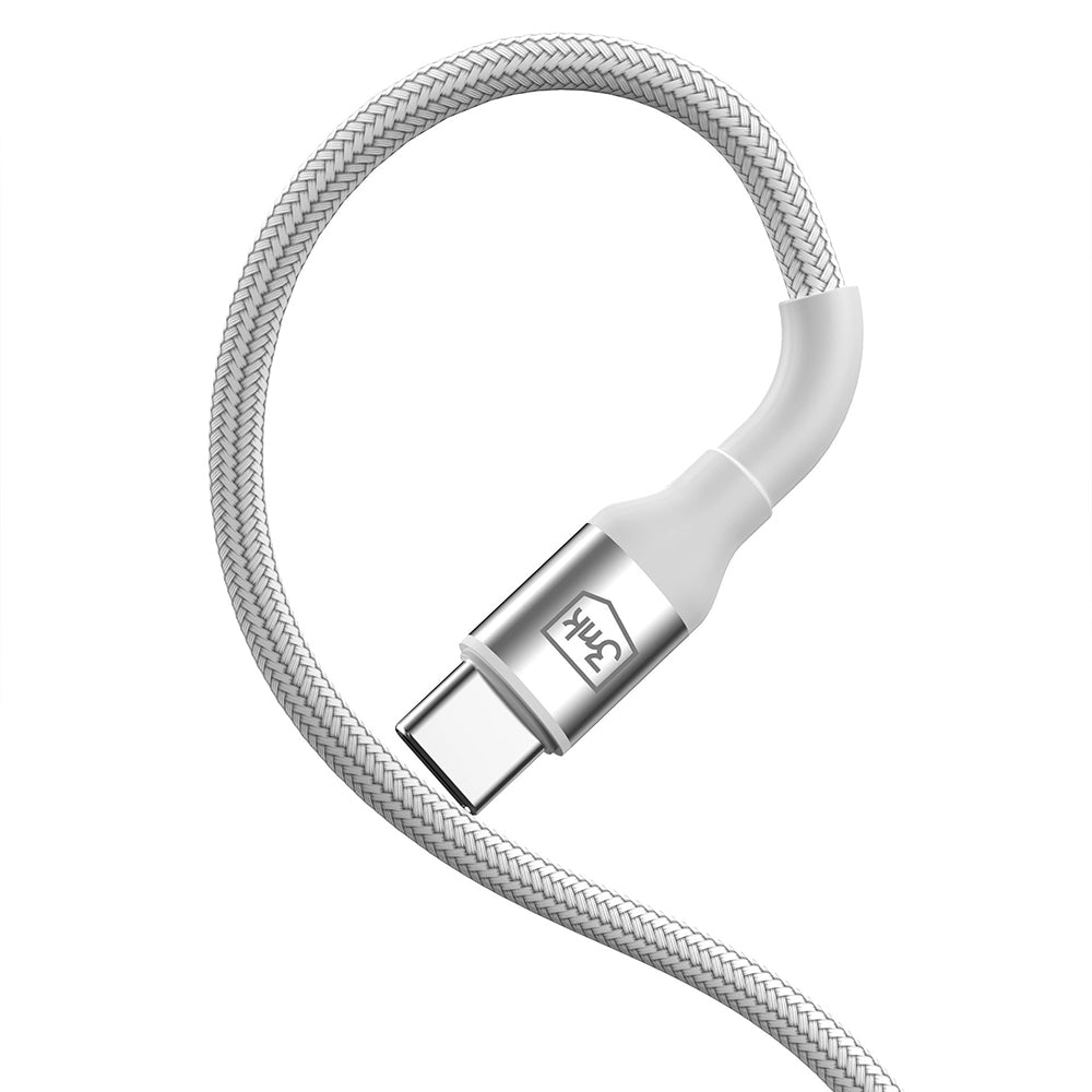 Cablu Date si Incarcare USB-C - USB-C 3MK Hyper N, 60W, 1m, Alb