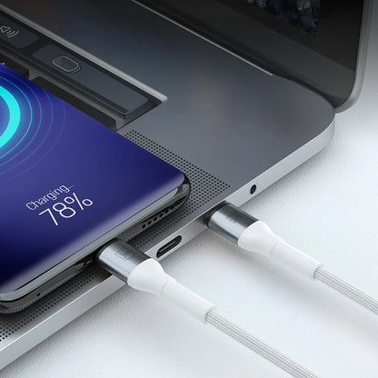 Cablu Date si Incarcare USB-C - USB-C 3MK Hyper N, 60W, 1m, Alb