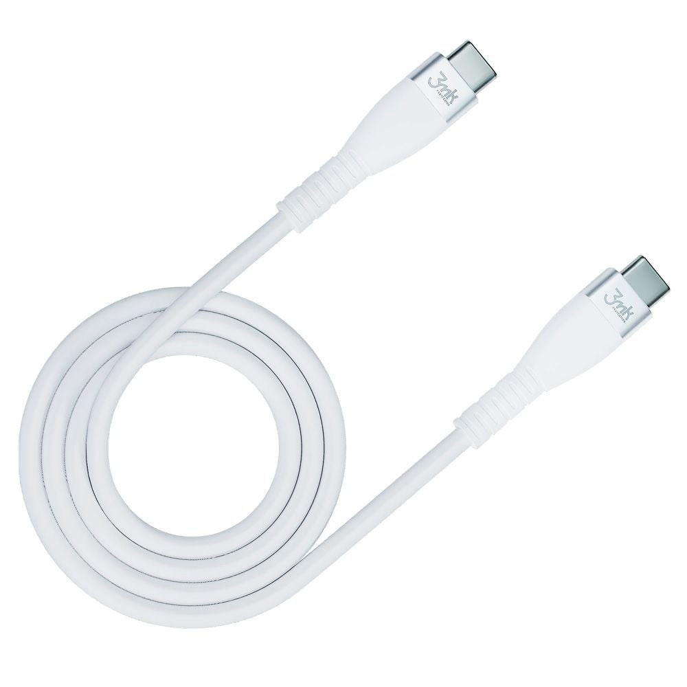 Cablu Date si Incarcare USB-C - USB-C 3MK Hyper Silicone, 60W, 1m, Alb