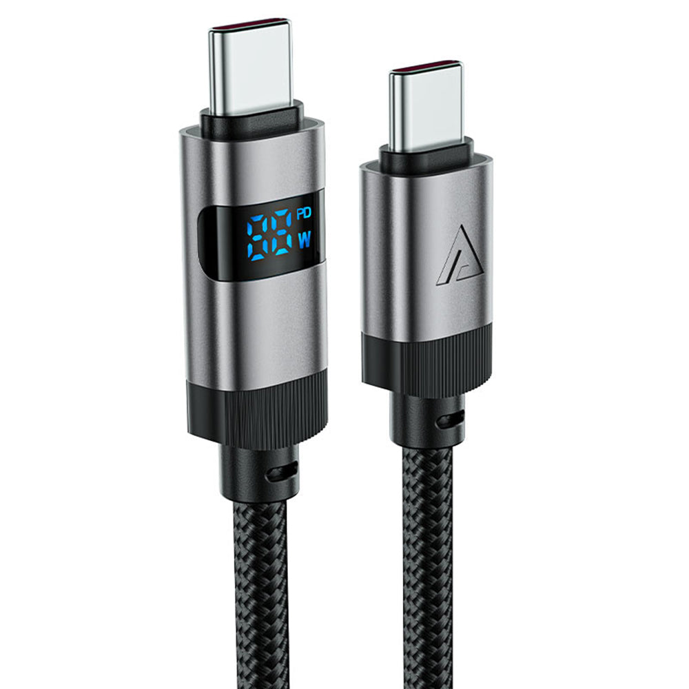 Cablu Date si Incarcare USB-C - USB-C Acefast C15-03 Display, 60W, 1.2m, Negru