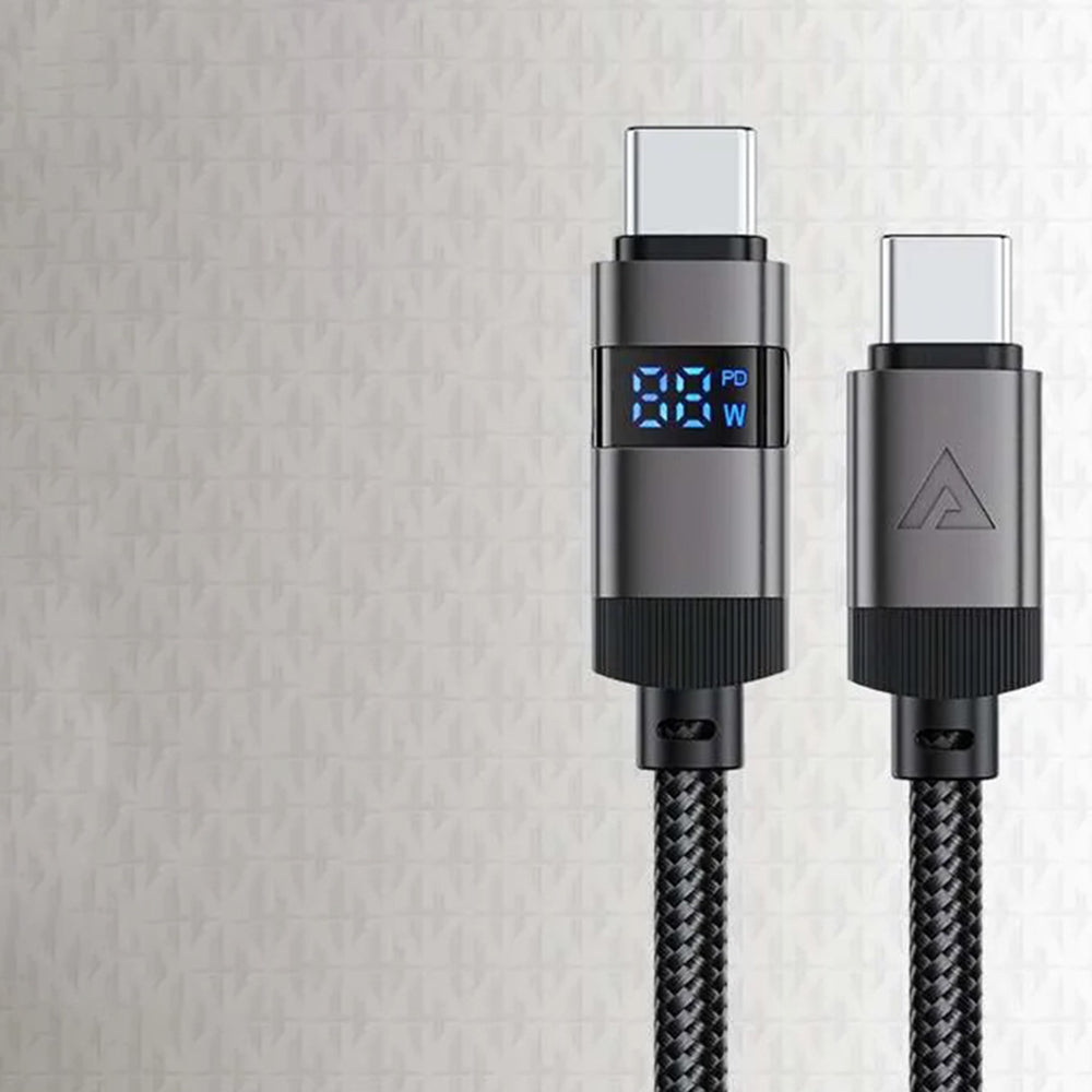 Cablu Date si Incarcare USB-C - USB-C Acefast C15-03 Display, 60W, 1.2m, Negru