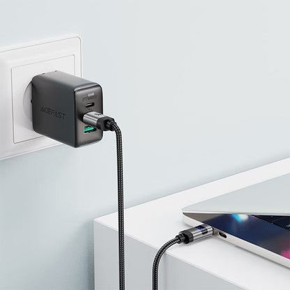 Cablu Date si Incarcare USB-C - USB-C Acefast C15-03 Display, 60W, 1.2m, Negru