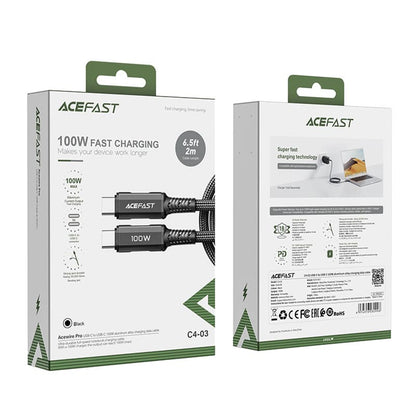 Cablu Date si Incarcare USB-C - USB-C Acefast C4-03, 100W, 2m, Negru