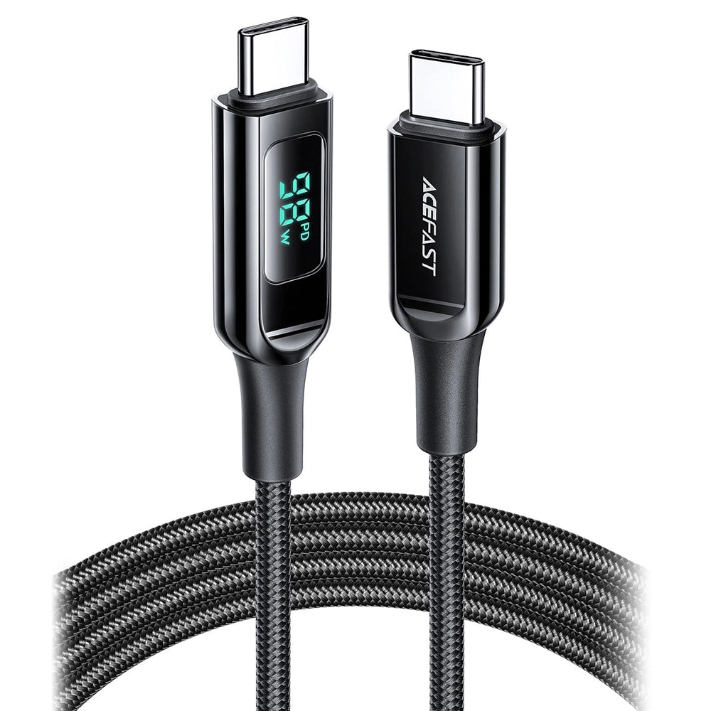 Cablu Date si Incarcare USB-C - USB-C Acefast C6-03 Display, 100W, 2m, Negru