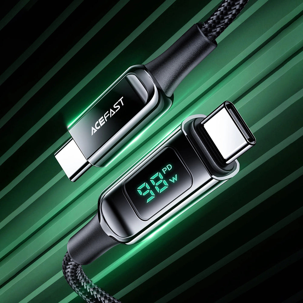 Cablu Date si Incarcare USB-C - USB-C Acefast C6-03 Display, 100W, 2m, Negru