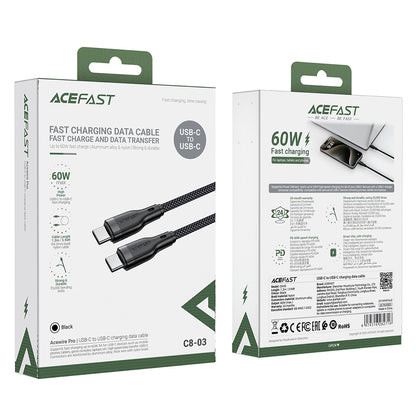 Cablu Date si Incarcare USB-C - USB-C Acefast C8-03, 60W, 1.2m, Negru