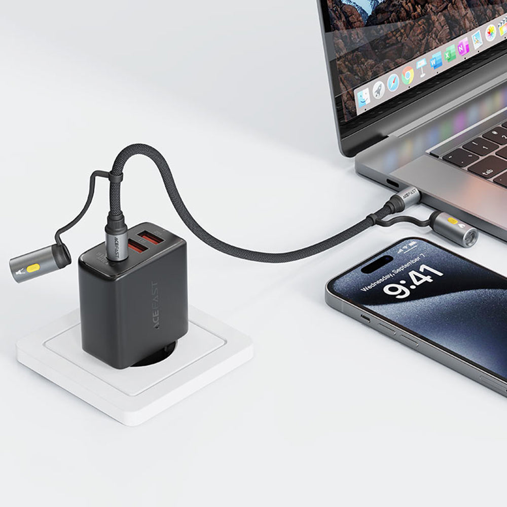 Cablu Date si Incarcare USB-C / Lanterna - USB-C / Bricheta Electrica Acefast J4, 60W, 1.2m, Negru