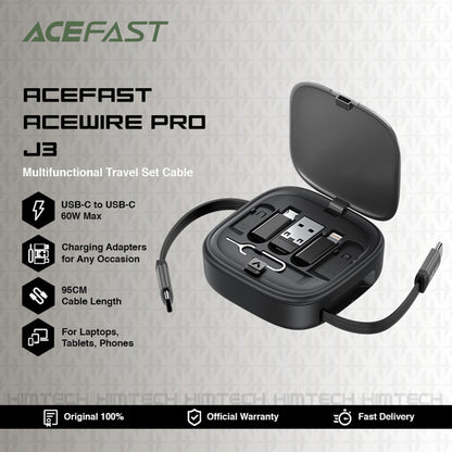 Cablu Date si Incarcare USB-C - USB-C Acefast Travel J3, 60W, 0.95m, Negru