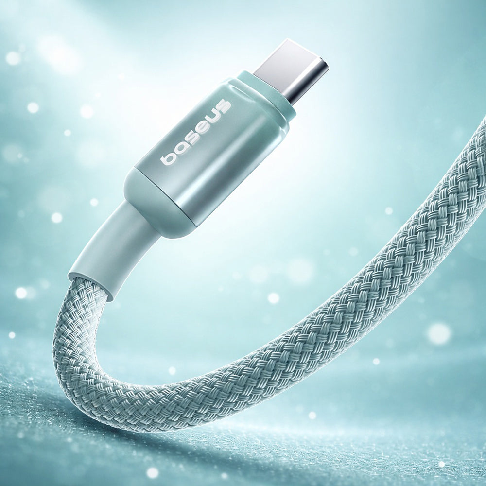 Cablu Date si Incarcare USB-C - USB-C Baseus Discolor, 100W, 1m, Albastru Verde E0420702
