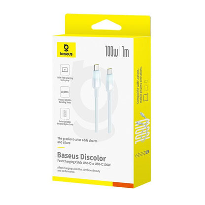 Cablu Date si Incarcare USB-C - USB-C Baseus Discolor, 100W, 1m, Albastru Verde E0420702