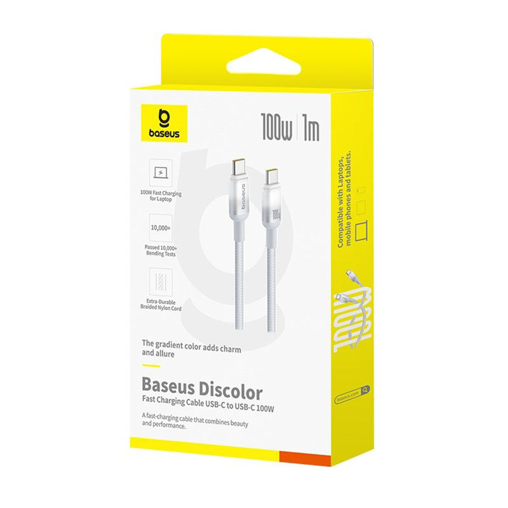 Cablu Date si Incarcare USB-C - USB-C Baseus Discolor, 100W, 1m, Argintiu E0420701