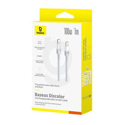 Cablu Date si Incarcare USB-C - USB-C Baseus Discolor, 100W, 1m, Argintiu E0420701