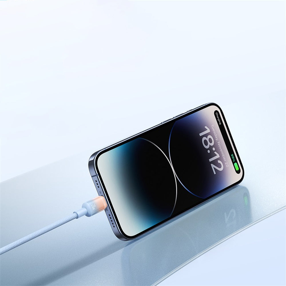 Cablu Date si Incarcare USB-C - USB-C Baseus Discolor, 100W, 2m, Albastru Verde E0420703