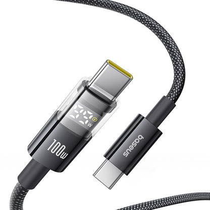 Cablu Date si Incarcare USB-C - USB-C Baseus Display 2, 100W, 2m, Negru P10377706123-00