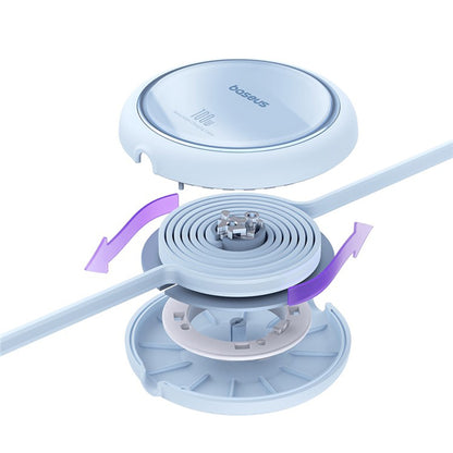 Cablu Date si Incarcare USB-C - USB-C Baseus Free2Draw Mini Retractable, 100W, 1m, Bleu P10364500311-00