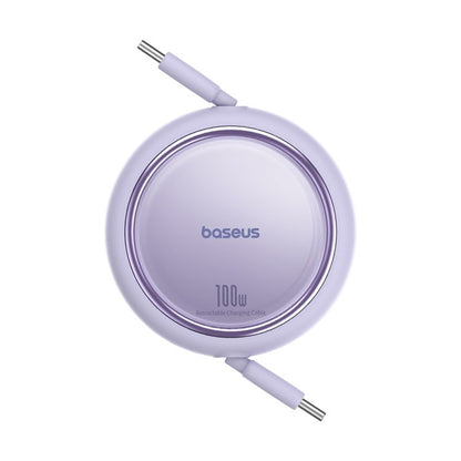 Cablu Date si Incarcare USB-C - USB-C Baseus Free2Draw Mini Retractable, 100W, 1m, Mov P10364500511-00