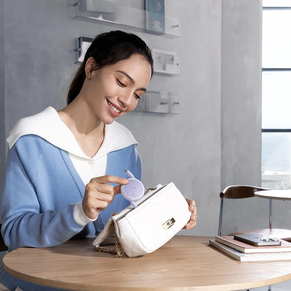 Cablu Date si Incarcare USB-C - USB-C Baseus Free2Pull Mini Retractable, 60W, 1m, Mov P10364500511-01