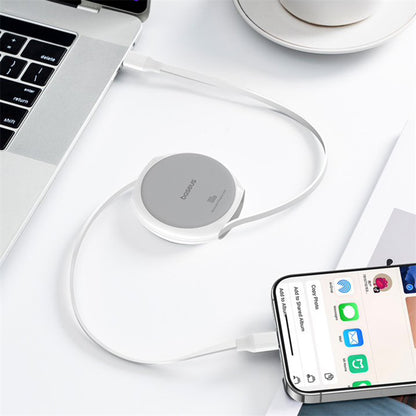 Cablu Date si Incarcare USB-C - USB-C Baseus Pathfinder Retractable, 100W, 1m, Alb P10368400211-00