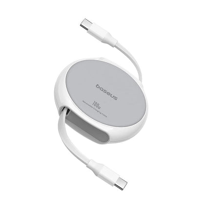 Cablu Date si Incarcare USB-C - USB-C Baseus Pathfinder Retractable, 100W, 1m, Alb P10368400211-00