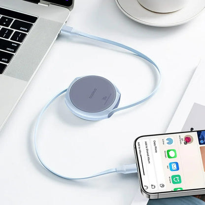 Cablu Date si Incarcare USB-C - USB-C Baseus Pathfinder Retractable, 100W, 1m, Bleu P10368400311-00
