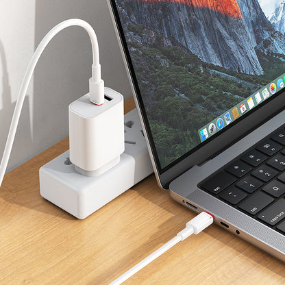 Cablu Date si Incarcare USB-C - USB-C Borofone BX110 Beneficio, 60W, 1m, Alb