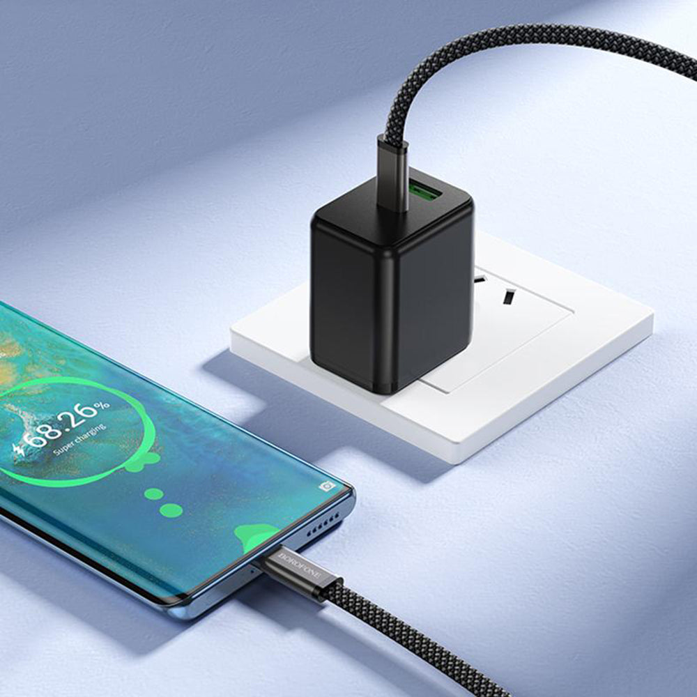 Cablu Date si Incarcare USB-C - USB-C Borofone BX124 Peace, 60W, 1m, Negru