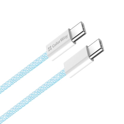 Cablu Date si Incarcare USB-C - USB-C ColorWay CW-CBPDCC061, 60W, 1m, Albastru