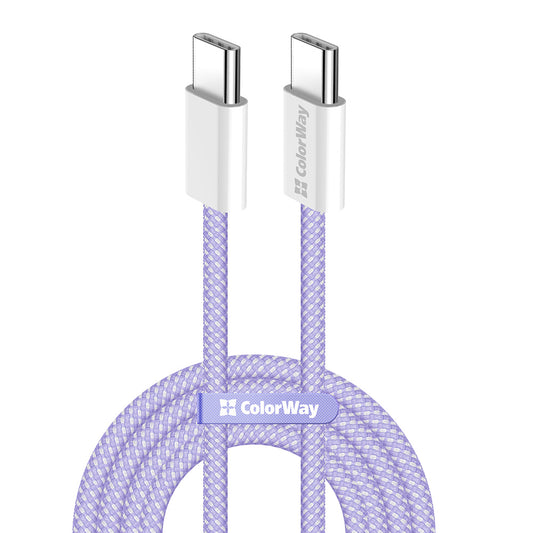 Cablu Date si Incarcare USB-C - USB-C ColorWay CW-CBPDCC061, 60W, 1m, Mov