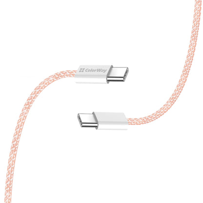 Cablu Date si Incarcare USB-C - USB-C ColorWay CW-CBPDCC061, 60W, 1m, Roz